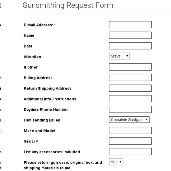 Gunsmithing Request Form